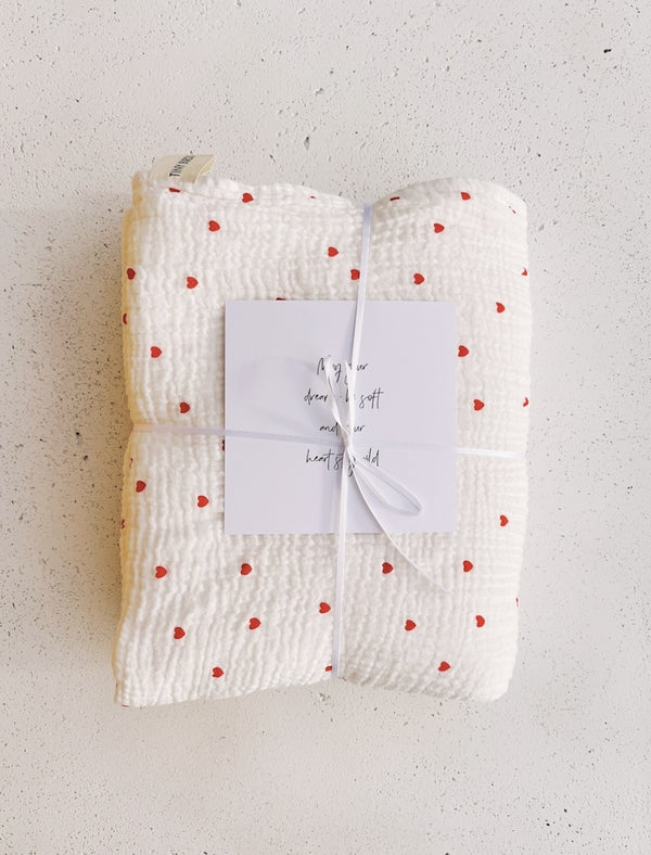NEW IN: XL Kinder Musselindecke LOVE 120x180cm